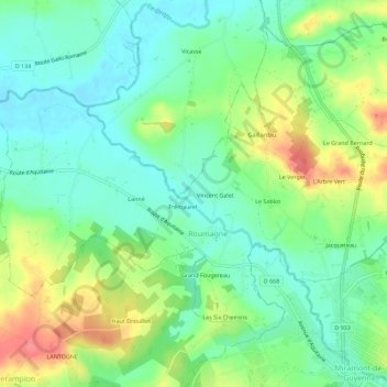Pasquetの地形図、標高、地勢