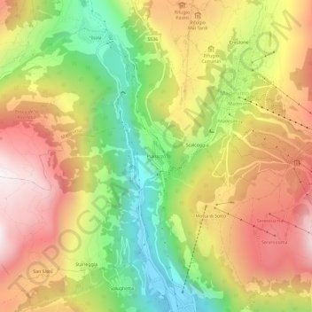 Pianazzoの地形図、標高、地勢