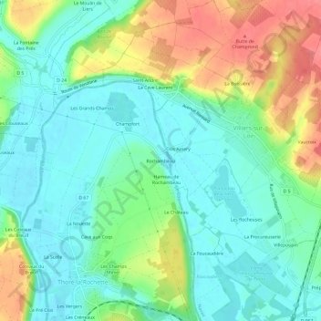 Rochambeauの地形図、標高、地勢