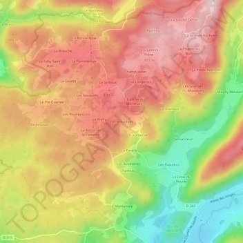 Les Breuchotsの地形図、標高、地勢