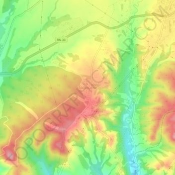 Tikboucheの地形図、標高、地勢