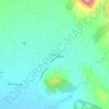 Tlacamilcoの地形図、標高、地勢
