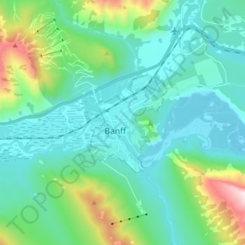 Banffの地形図、標高、地勢