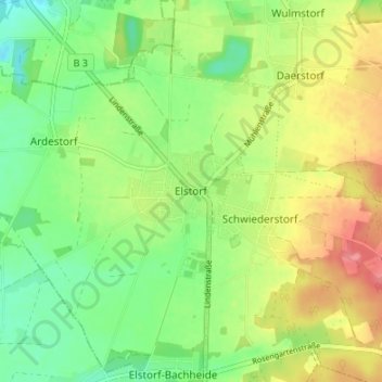 Elstorfの地形図、標高、地勢
