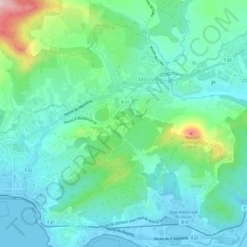Stilettoの地形図、標高、地勢