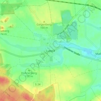 Luppaの地形図、標高、地勢
