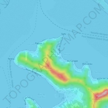 Hitia’aの地形図、標高、地勢