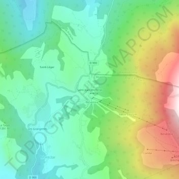 Saint-Jean-Montclarの地形図、標高、地勢