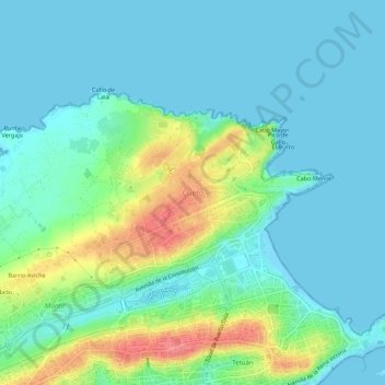 Cuetoの地形図、標高、地勢