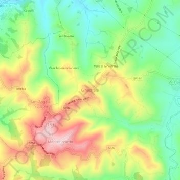 Ginestretoの地形図、標高、地勢