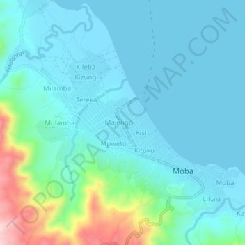 Portの地形図、標高、地勢