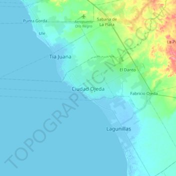 Ciudad Ojedaの地形図、標高、地勢