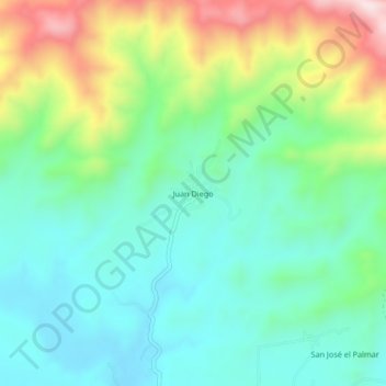 Juan Diegoの地形図、標高、地勢