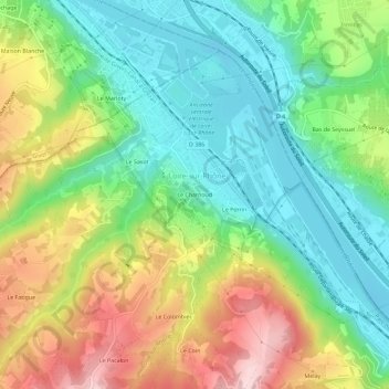 Le Charnoudの地形図、標高、地勢