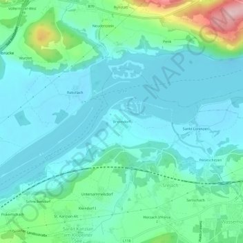 Brenndorfの地形図、標高、地勢