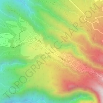 Puunuiの地形図、標高、地勢