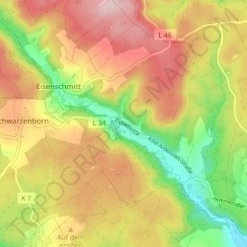 Eichelhütteの地形図、標高、地勢