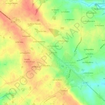 La Verdureの地形図、標高、地勢