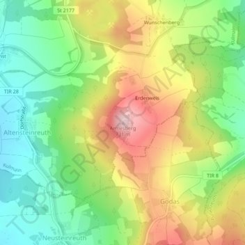 Armesbergの地形図、標高、地勢