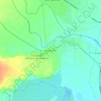 Real del Oroの地形図、標高、地勢