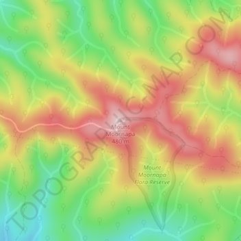 Mount Moornapaの地形図、標高、地勢