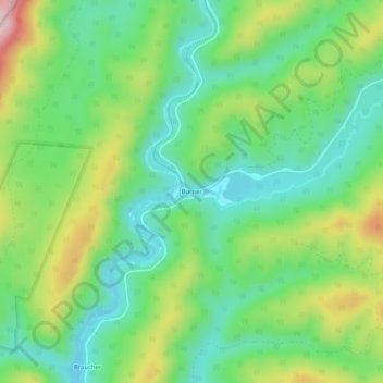 Burnerの地形図、標高、地勢