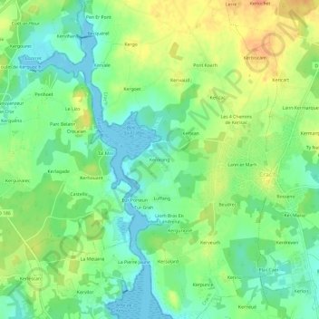 Kerorangの地形図、標高、地勢