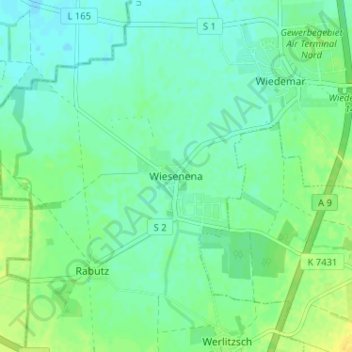 Wiesenenaの地形図、標高、地勢