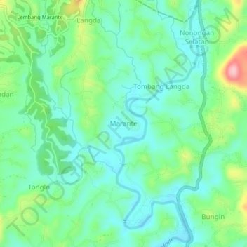 Maranteの地形図、標高、地勢