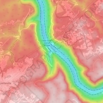 South Fayetteの地形図、標高、地勢