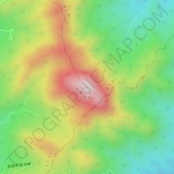 浅間隠山の地形図、標高、地勢