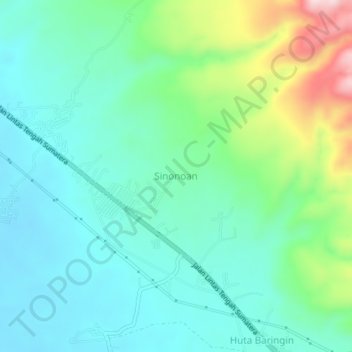 Sinonoanの地形図、標高、地勢