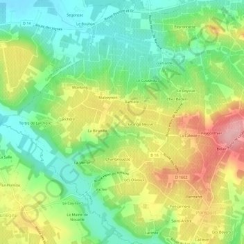 Ramontの地形図、標高、地勢