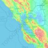 San Francisco Bay Areaの地形図、標高、地勢