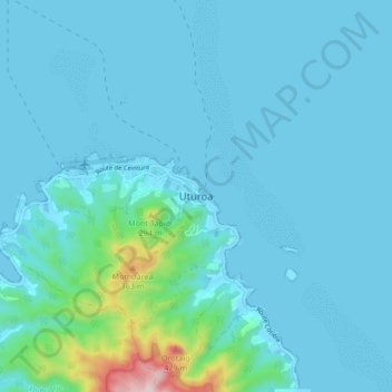 Uturoaの地形図、標高、地勢