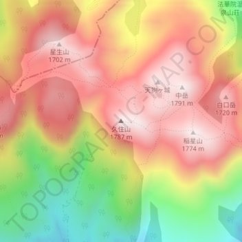 久住山の地形図、標高、地勢