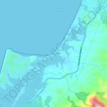 La Chorreraの地形図、標高、地勢