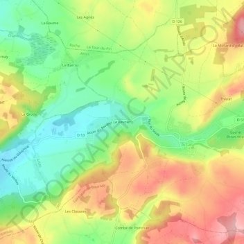 Le Revoletの地形図、標高、地勢