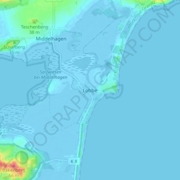 Lobbeの地形図、標高、地勢