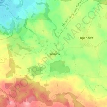 Rambowの地形図、標高、地勢