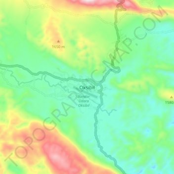 Oksibilの地形図、標高、地勢