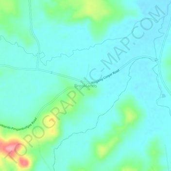 Brooklandsの地形図、標高、地勢