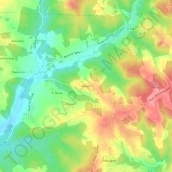 Bosvielの地形図、標高、地勢