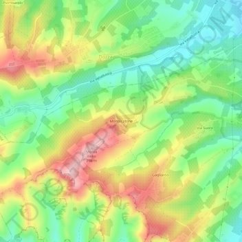 Montecatoneの地形図、標高、地勢
