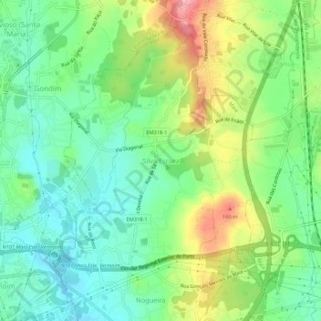 Silva Escuraの地形図、標高、地勢