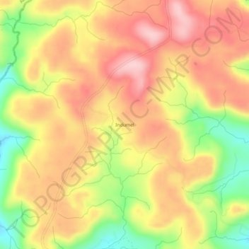 Indumelの地形図、標高、地勢