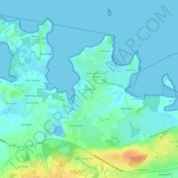 Fournevayの地形図、標高、地勢