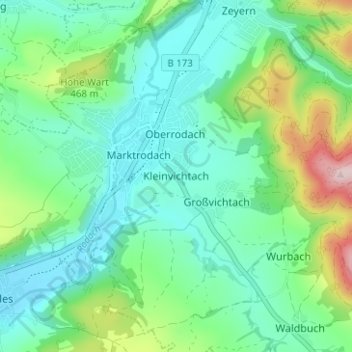 Kleinvichtachの地形図、標高、地勢