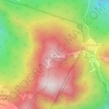 Poon Hillの地形図、標高、地勢