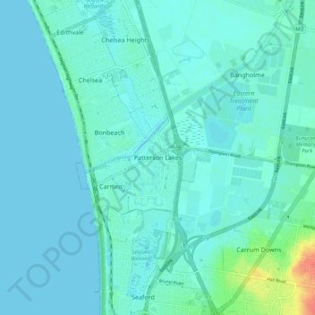 Patterson Lakesの地形図、標高、地勢